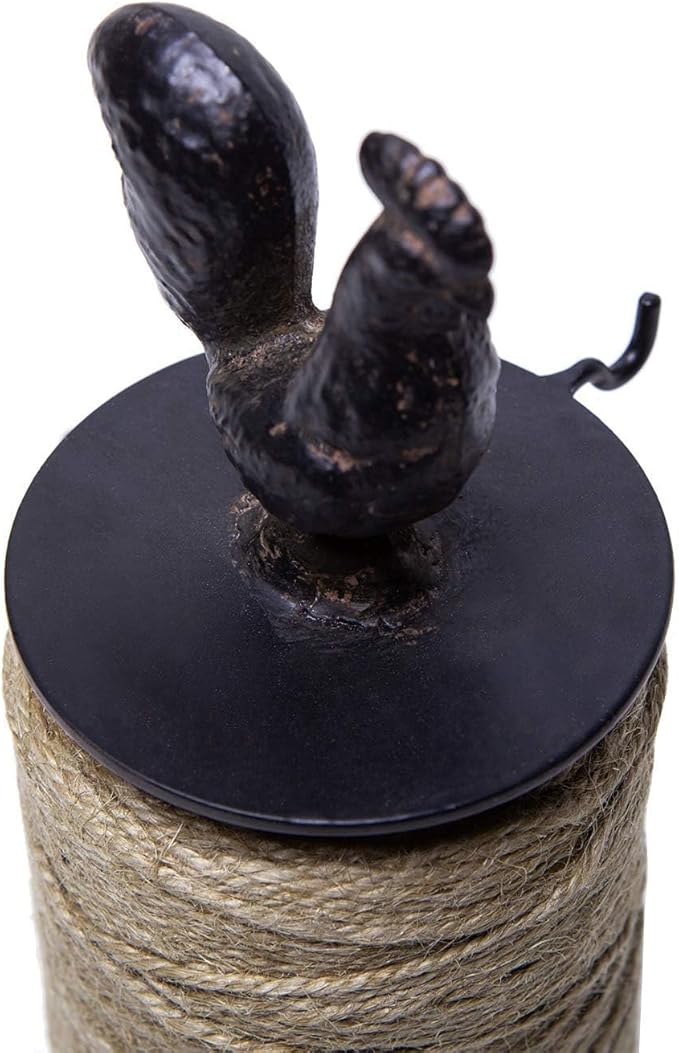 SOFFEE DESIGN Vintage Jute Twine Spool and Scissors Holder for Garden Farmhouse Kitchen Antique Twine and Scissors Set Black Rooster-VerdiqueGarden