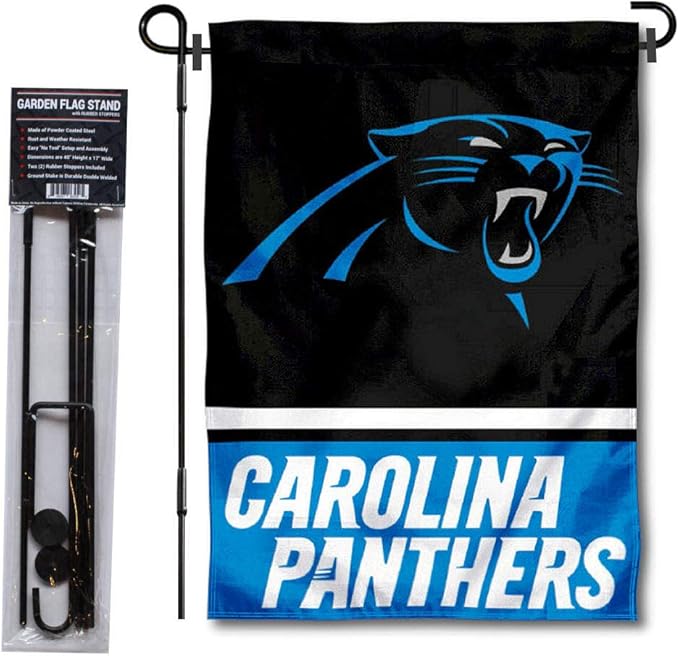 WinCraft Carolina Panthers Garden Flag with Stand Holder-VerdiqueGarden