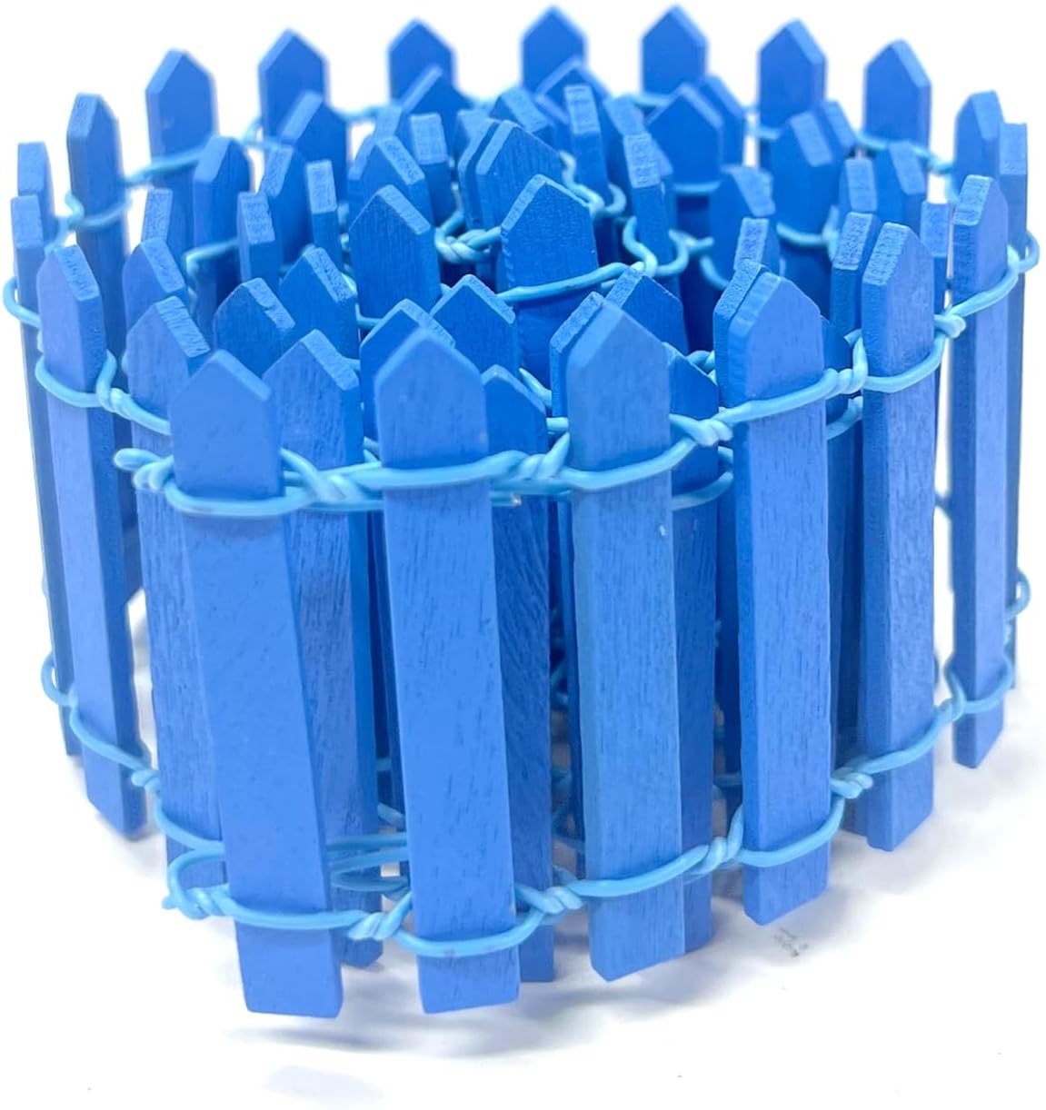 35 Inches Mini Fairy Garden Fence DIY Small Wood Decorative Picket Fence Micro Landscape Miniature Ornaments for Dollhouse, Crafts, Diorama Project, Plant Pot, Blue-VerdiqueGarden
