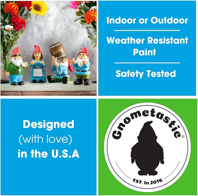 Gnometastic Mini Gnomes - Smoking Gnome, 3.5 inch Hippie Gnome for Fairy Garden, Indoor Outdoor Funny Garden Gnomes Decoration for Yard, Planter, Lawn Ornament, Patio and Home Decor-VerdiqueGarden