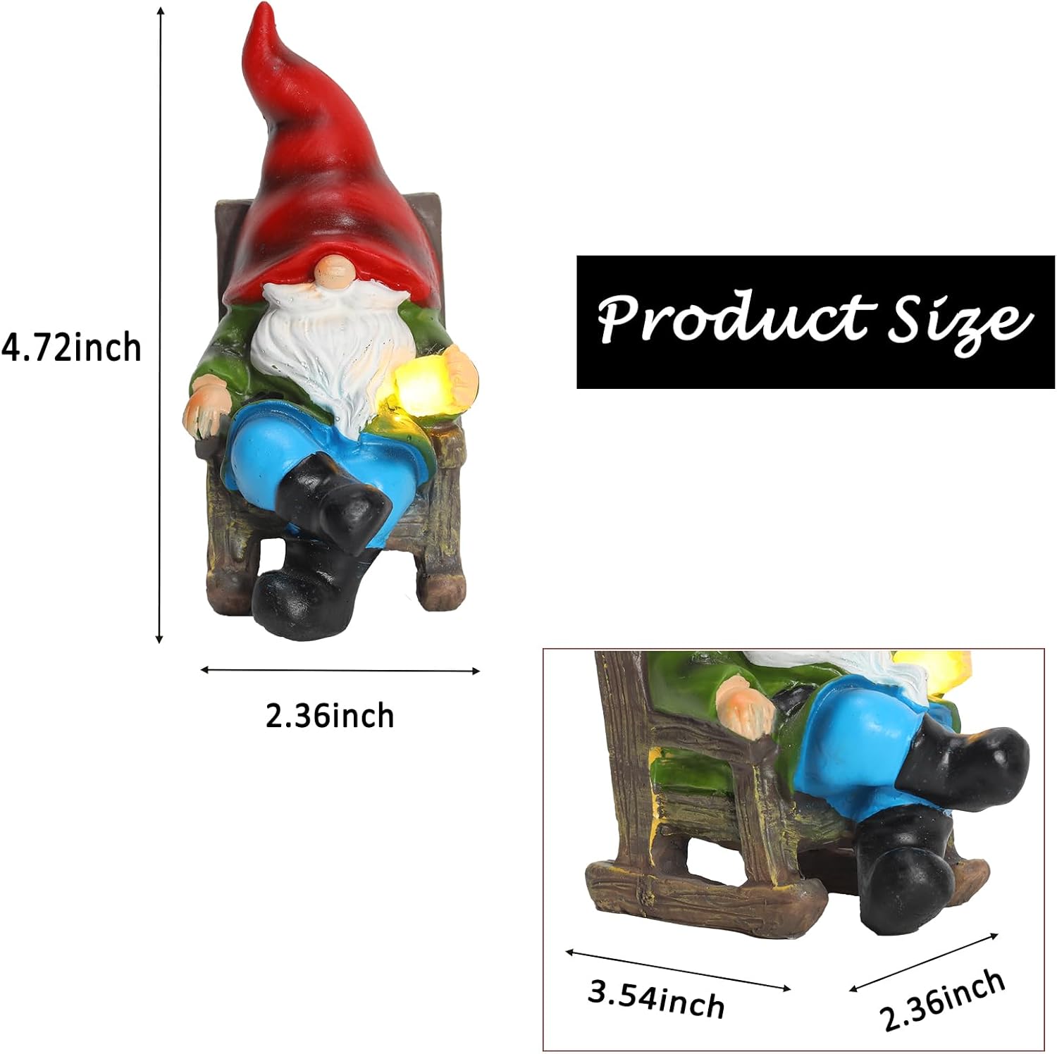 Solar Gnomes Decor Outside Mini Gnome Figurines Outdoor Solar Porch Patio Garden Miniatures Gnomes Decor Gift for Women Grandma Mother's Day Birthday-VerdiqueGarden