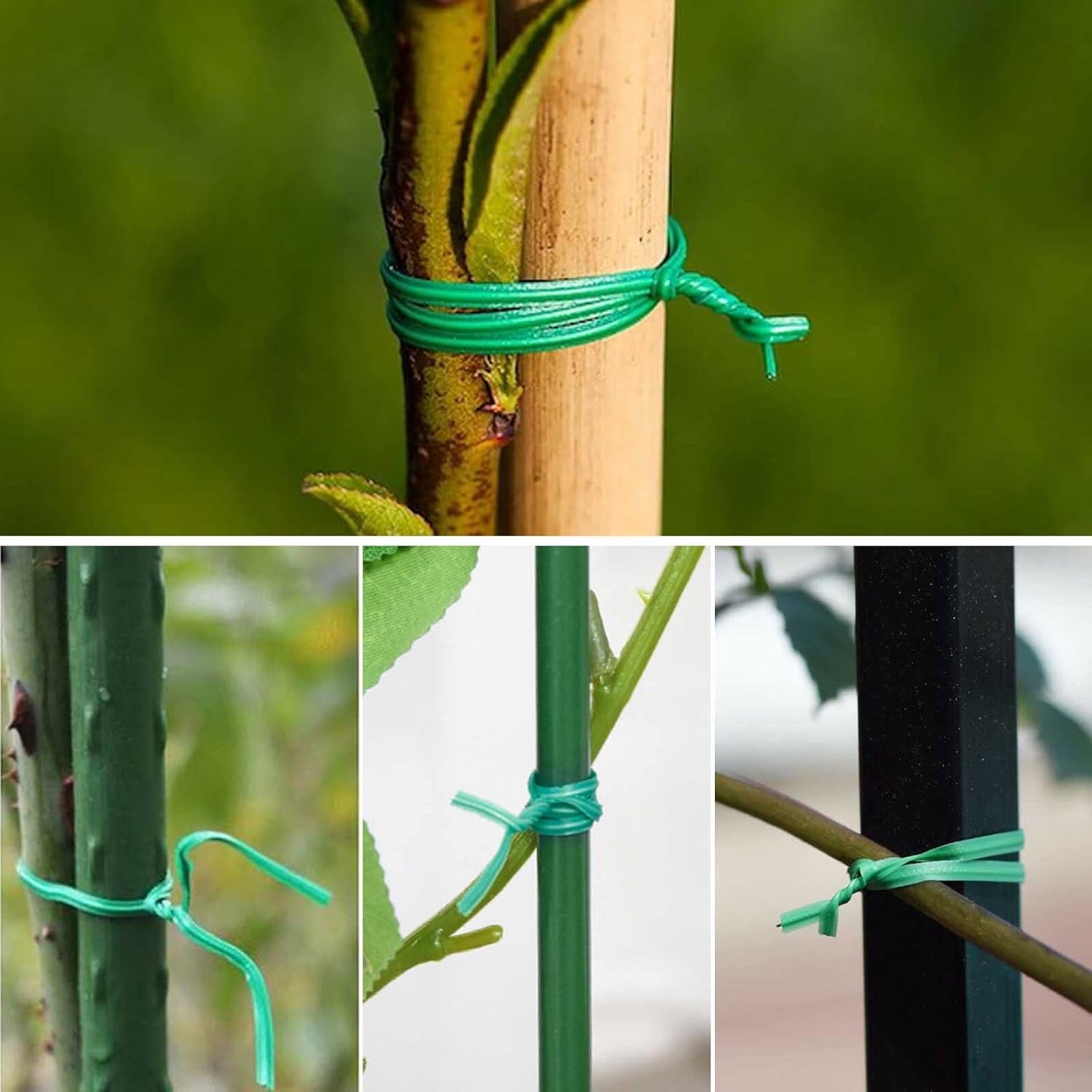 5 Roll 1640Ft (500m) Garden Plant Twist Ties, Green Garden Twist Tie Roll, Plant Wire Ties with Cutter for Gardening, Home, Office, Multi - Function Cable Tie with Plastic Coated Wire-VerdiqueGarden