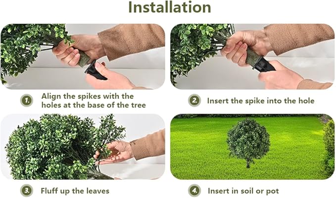 28" Artificial Boxwood Topiary Ball Trees with Ground Spike for Outdoor,Set of 2 UV Resistant Artificial Shrub Bushes,Artificial Plants,Fake Boxwood Plants for Indoor, Garden, Yard,Patio Décor-VerdiqueGarden