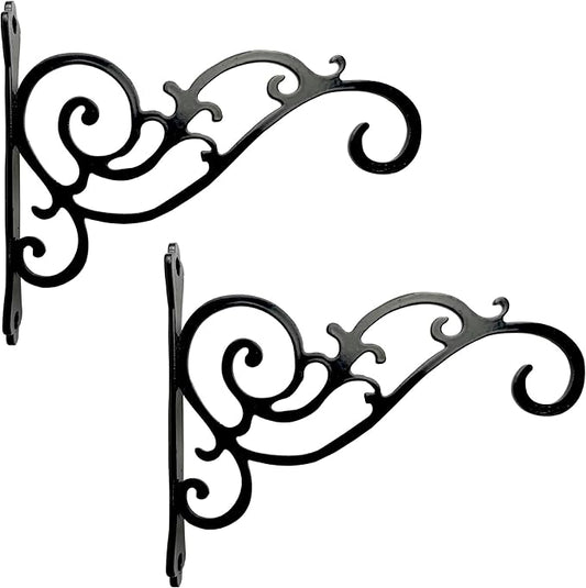 N+A Sunshine Iron Metal Hanging Planter Bracket, 2 Pack Wall Hooks for Hanging Birds Feeders, Latern, Wind Chimes, Coat, Decorative Indoor Outdoor (Black)-VerdiqueGarden