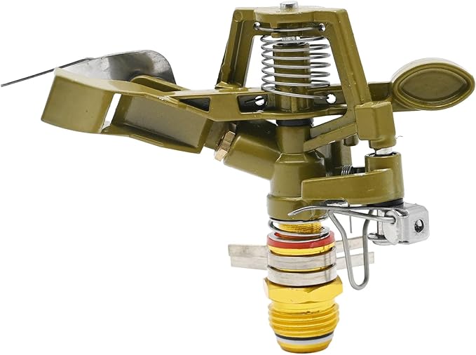 1/2 Inch Brass Impact Sprinkler with Nozzles Adjustable 0-360 Degree Coverage Pattern Heavy Duty Lawn Sprinkler Head for Yard Lawn Grass Patio Garden Irrigation (1Pcs)-VerdiqueGarden