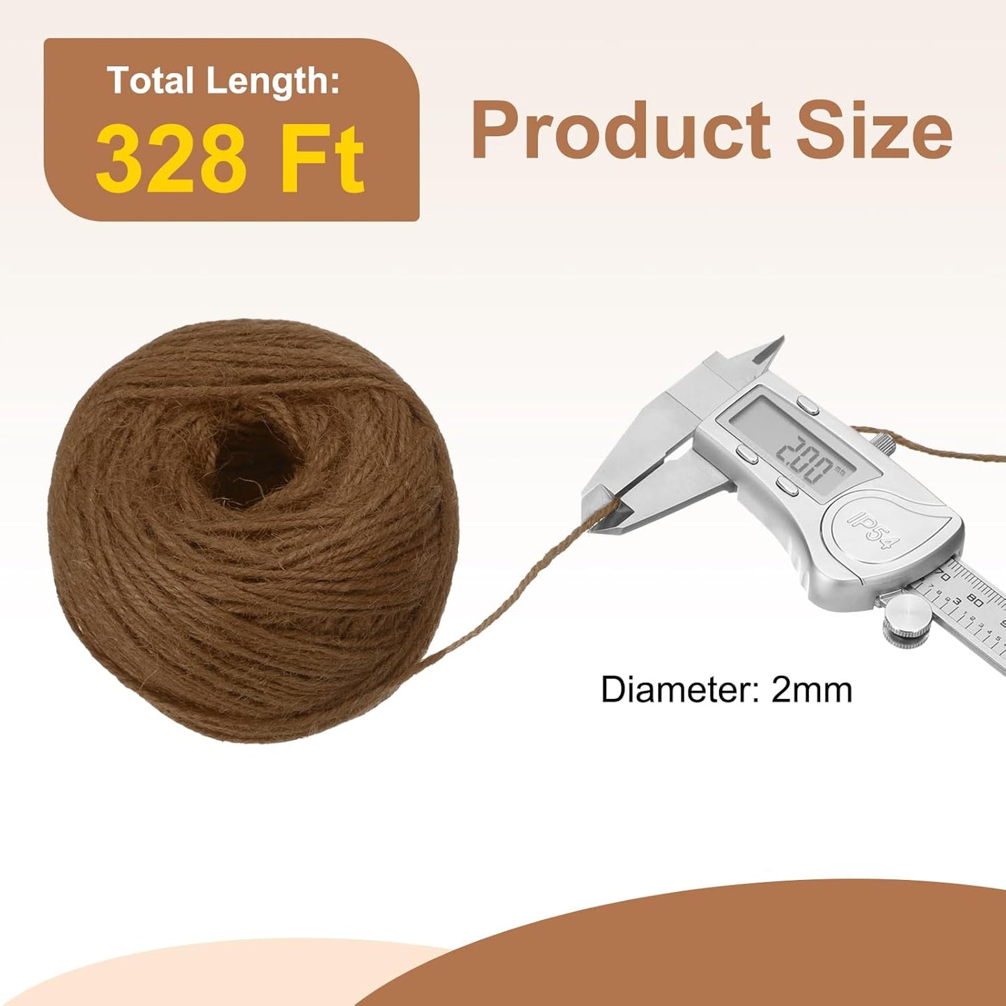 uxcell 328 Feet Natural Jute Twine String,2mm Thin Garden Twine Rope Colored Plant String Cord for DIY Art Crafts Gift Wrapping Decoration Packing Gardening Plant Hanger,Brown-VerdiqueGarden