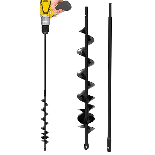 Auger Drill Bit for Planting 2x32'' - with Extension - Spiral Hole Planter for Bulbs, Fence Posts, and Umbrella Holes - 3/8'' Hex Drive Drill- Gardening Hole Digger Yard Tools-VerdiqueGarden