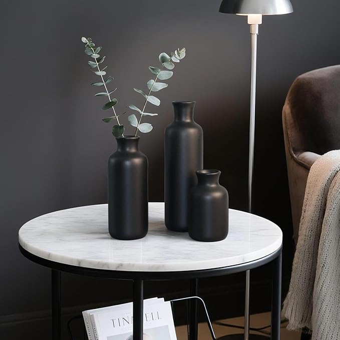 Resin 3 Piece Vase Set, Farmhouse Decor, Home Decorative Vase, Vases for Your Kitchen, Bedroom, Office, Living Room, Bathroom, & Shelf Centerpiece Table Decorations, Black-VerdiqueGarden