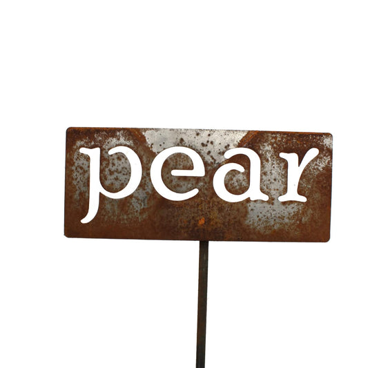 Classic Metal Garden Markers 19 Inches Tall (pear, Naturally Rusted)-VerdiqueGarden