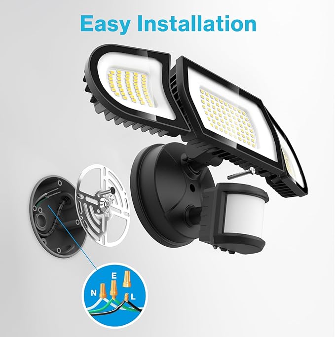 Olafus 100W LED Security Light Motion Sensor Outdoor Light, 2 Pack Motion Flood Light Dusk to Dawn, 9000LM Super Bright 6500K Exterior Motion Detector Floodlight for Garage Yard Porch Eave IP65, Black-VerdiqueGarden