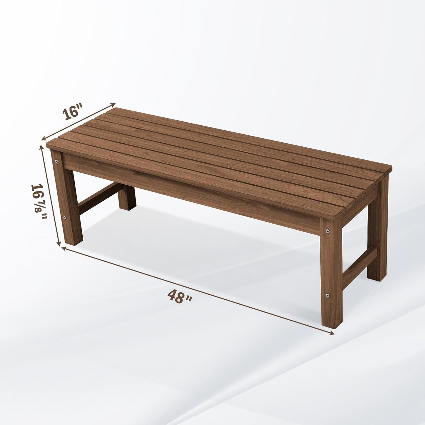 Psilvam 2-Person Outdoor Poly Lumber Patio Backless Bench, Fade-Resistant & Odor-Free Poly Lumber Patio Furniture, Weatherproof, Suitable for Garden, Porch and Park, 700 Lbs Support (1, Light Brown)-VerdiqueGarden