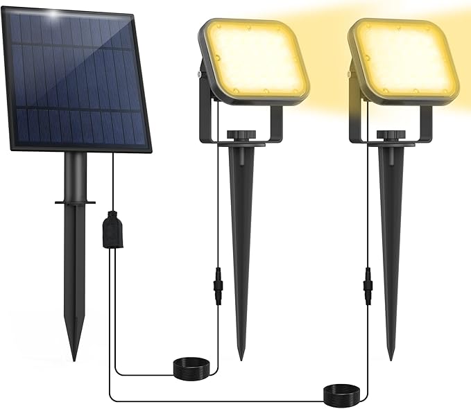 20 LED IP65 Waterproof Outdoor Spot Lights - Dusk-to-Dawn 3000K Warm White Solar Landscape Lights for Yard, Garden, Driveway, Porch, Walkway-VerdiqueGarden