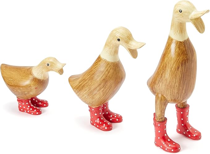 GUTE Duck Yard Decorations Yard Art Garden Puddle Ducks with Spotted Wellies Boots, Set of 3 - Garden Decor Statues, Duck Figurine Statue - Waterproof Indoor & Outdoor Lawn Gnome Ornament-VerdiqueGarden
