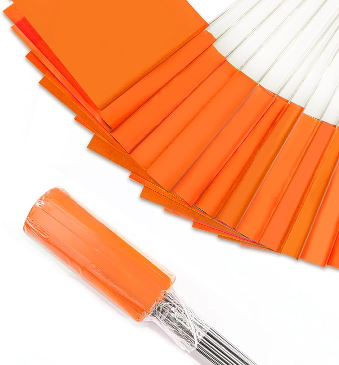 Zozen 50Pack Fluorescent Orange Marking Flags, Writable/15x4x5 Inch, Yard Flags for Lawn & Irrigation & Landscape & Sprinkler & Survey & Dog Training.-VerdiqueGarden