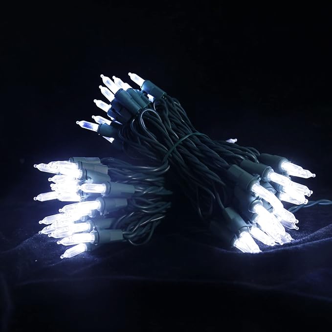 MULTI-SPARKING White Christmas LED Lights - 100 Count Cool White Holiday String Lights for Tree, Party, Wedding, Indoor and Outdoor Use, 33 Feet Green Wire, UL Certified, Connectable-VerdiqueGarden