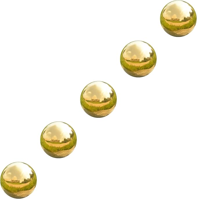 Nerien Gazing Ball, 2 Inch Stainless Steel Garden Mirror Globe, Polished Ornament Sphere, Hollow Floating Reflective Hemisphere, for Home Outdoor Pond Housewarming Swimming Decoration, Gold, 5pcs-VerdiqueGarden