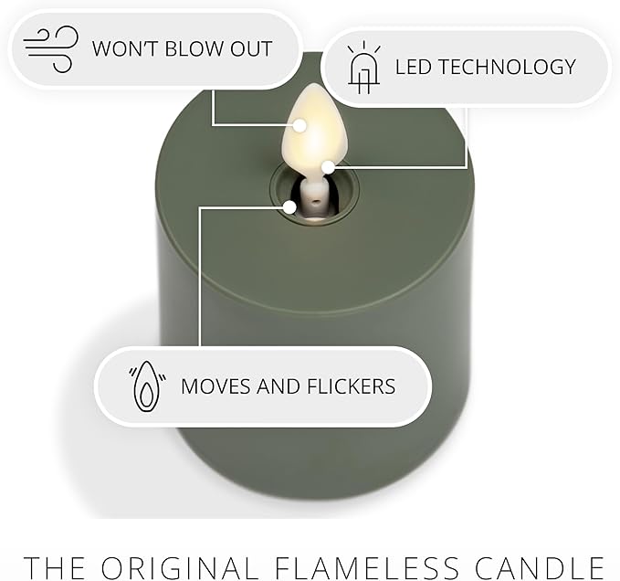 Luminara Outdoor Votive Flameless LED Candle, Baked Clay 2" x 3.2", Moving Flame Battery Operated Timer Remote Ready IPX4 Matte Plastic Finish-VerdiqueGarden