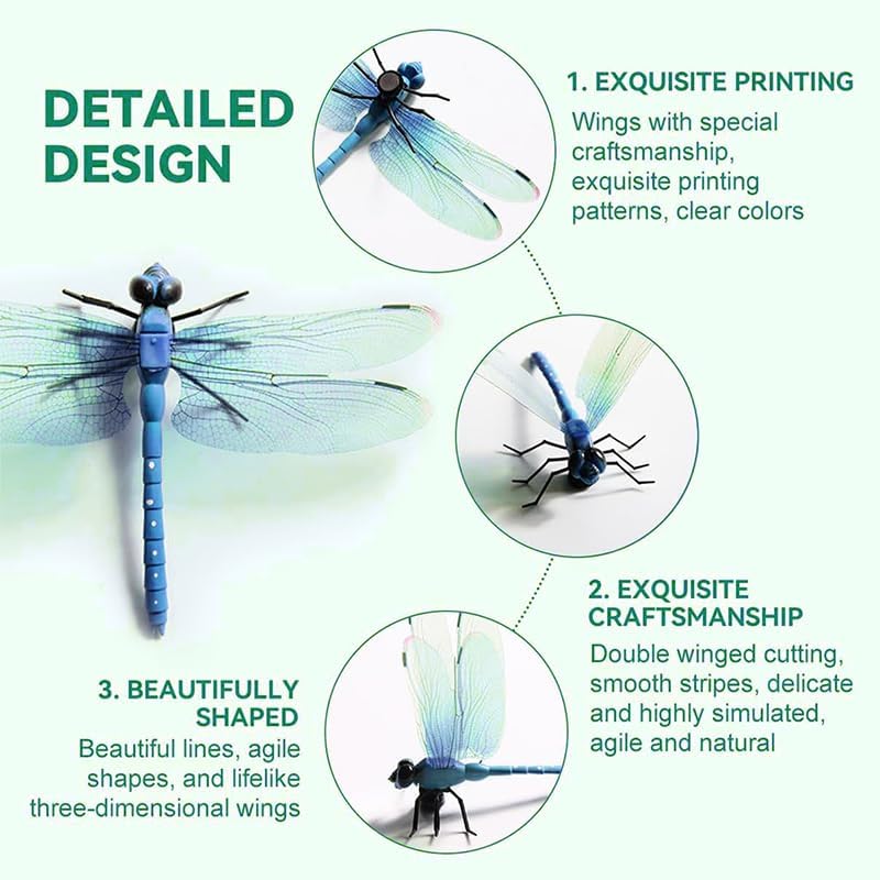 8PCS 3D Dragonfly Garden Decor Clips - Realistic Outdoor Insect Ornaments for Plants, Stakes & Fences | Fly Deterrent & Whimsical Yard Art-VerdiqueGarden