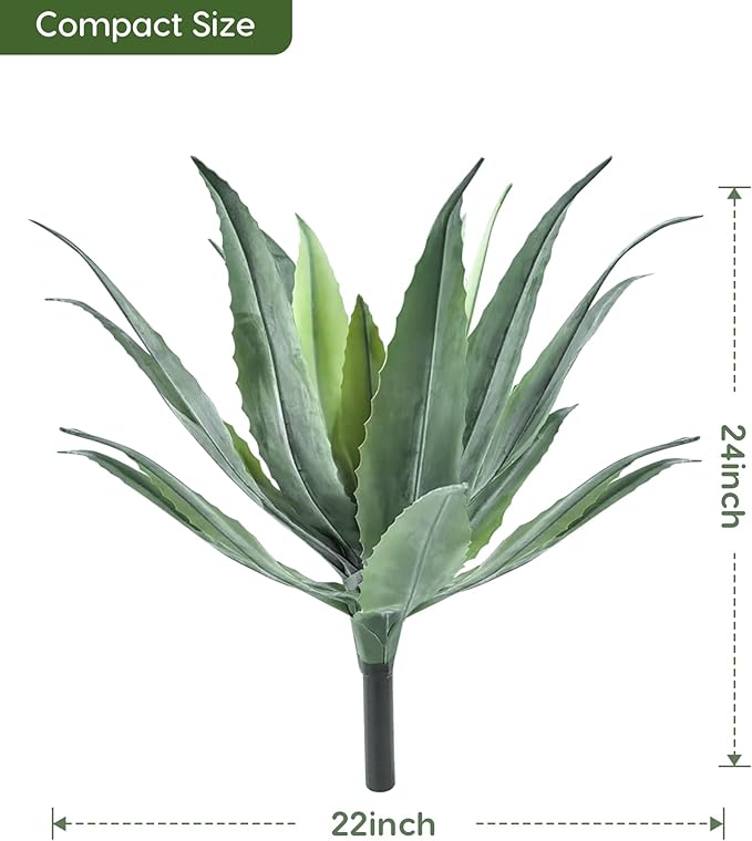 Velener 24 Inch Tall UV Resistant Artificial Agave Plant - Realistic Faux Succulent for Indoor & Outdoor Decor, Perfect for Home, Office, and Housewarming-VerdiqueGarden