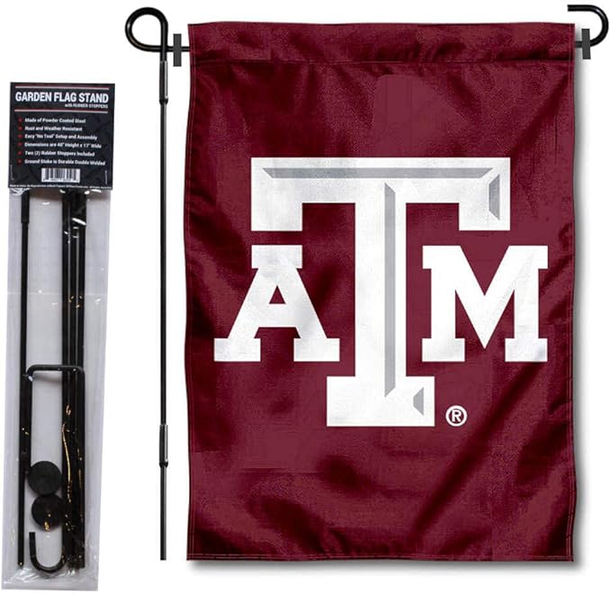 College Flags & Banners Co. Texas A&M Aggies Garden Flag with Pole Stand Holder-VerdiqueGarden