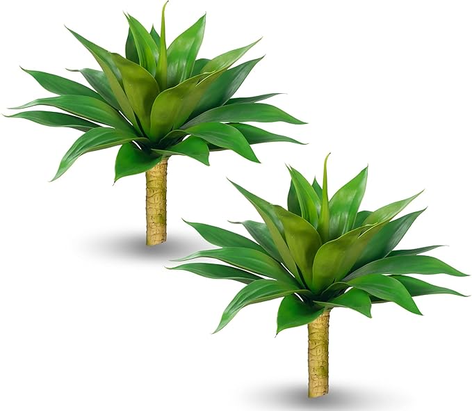 Artificial Agave Plants,Large UV Resistant Fake Agave Planters for Indoor and Outdoor Decorating Plantas Artificiales Decorativas Grandes(2Pack, 28")-VerdiqueGarden