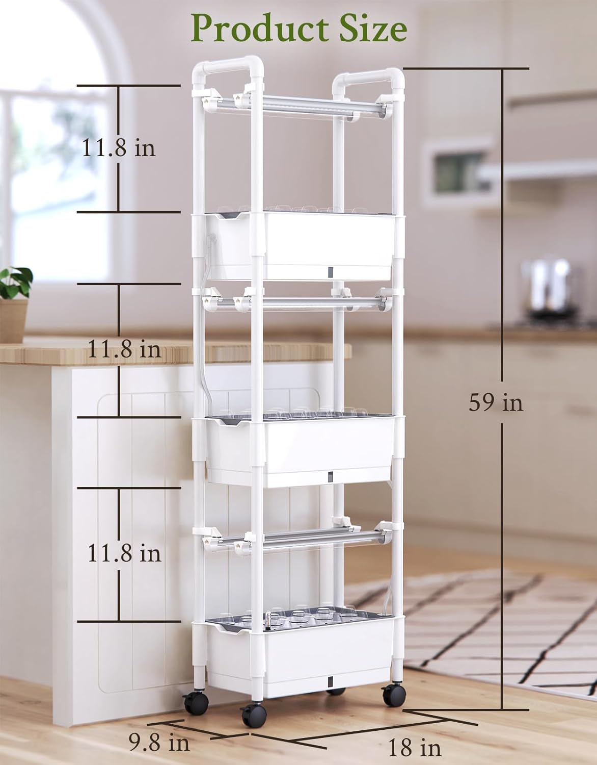 Hydroponics Growing System,AOONEG 42Pods Indoor Herb Garden with LED Grow Light,Hydroponics Growing System Kit with Automatic Timer,Pump System,Adjustable Height (No Seed,Glossy White, 3Layer-42Pods)-VerdiqueGarden