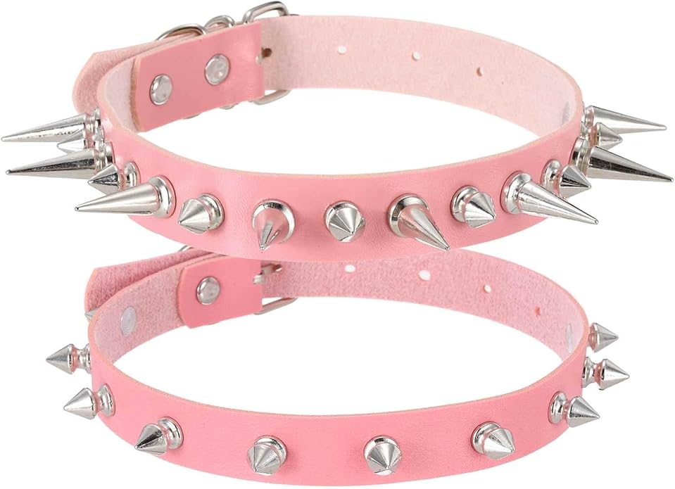 MECCANIXITY Spiked Chokers, Metal Spike Studded Link Leather Collar Chokers Necklace with Spikes Gothic Jewelry Accessories