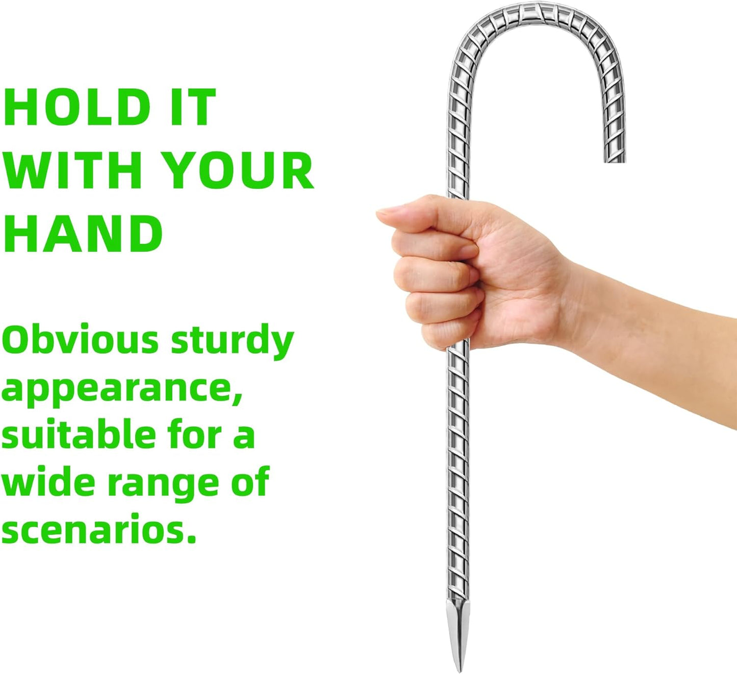 18 Pack Ground Garden Rebar Stakes Rebar 12 Inch Anti-Rust Galvanized Steel J Shape Hook Heavy Duty Ground Anchors for Tents, Position Kits,Fences, and Trampolines Landscape Fabric-VerdiqueGarden