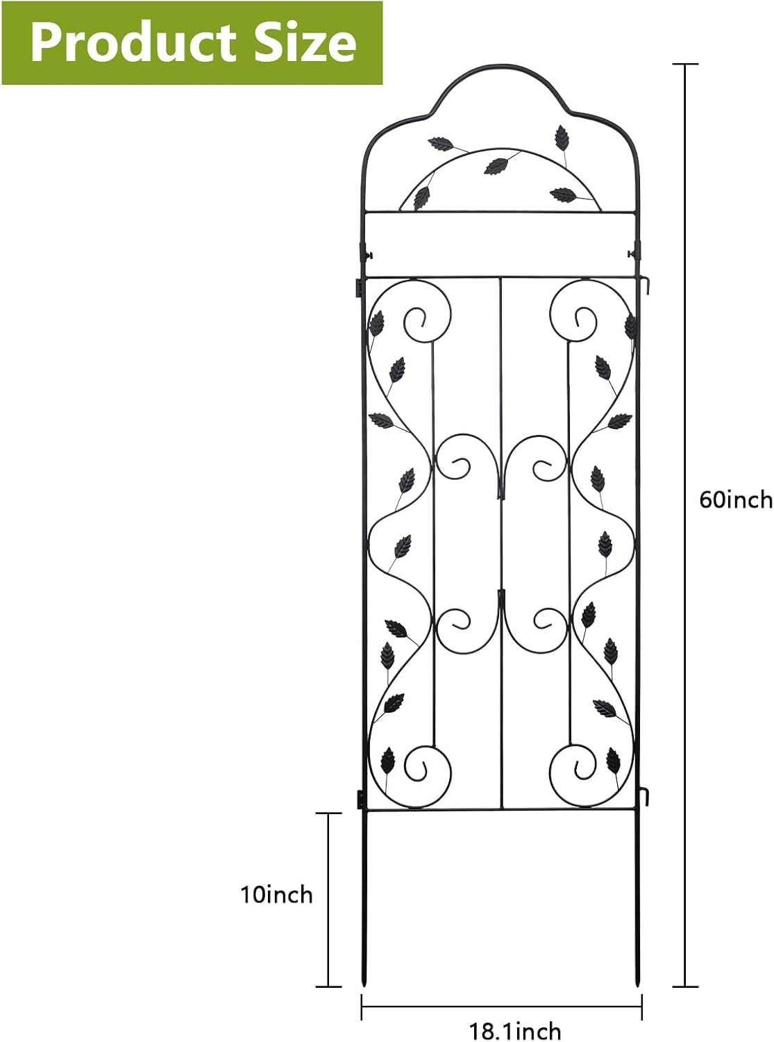 hogardeck Metal 60 * 18in Garden Trellis 2-Packs for Climbing Plants Flowers Vegetables Planting Arched Outdoor Decoration for Courtyards Lawns Gardens-VerdiqueGarden
