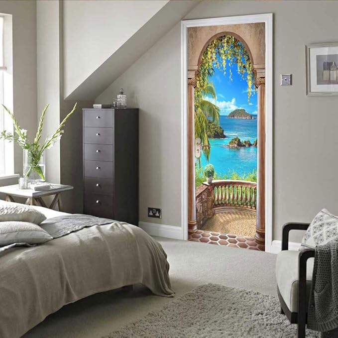 3D Door Stickers - Peel & Stick Murals - Landscape - Self-Adhesive, Removable PVC Waterproof Door Poster - 37.4" x 82.7"-VerdiqueGarden