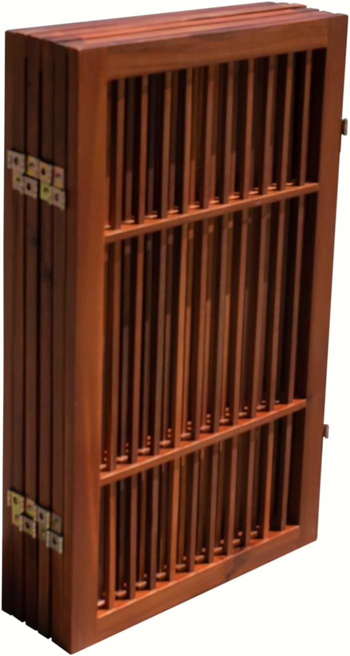 Pet Dog Gate Strong and Durable Freestanding Folding Acacia Hardwood Portable Wooden Fence Indoors or Outdoors by Urnporium (Brown Pet Gate, 6 Panel 30" Tall)-VerdiqueGarden