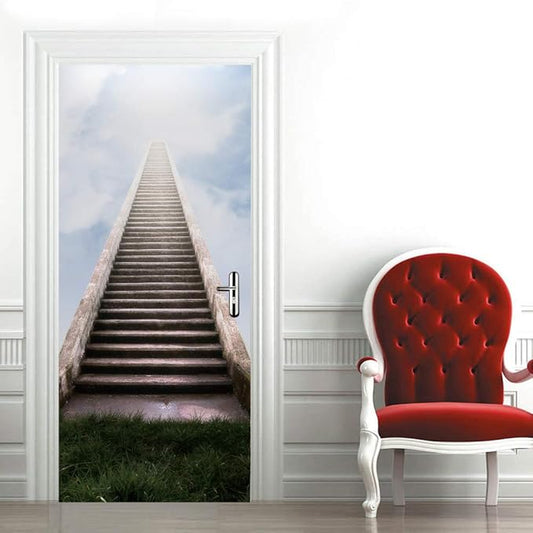 3D Door Stickers Murals - Peel & Stick - Stairs & Wallpaper - Self-Adhesive Removable PVC Waterproof Door Poster - 34.6" x 78.7" for Bedroom & Living Room-VerdiqueGarden