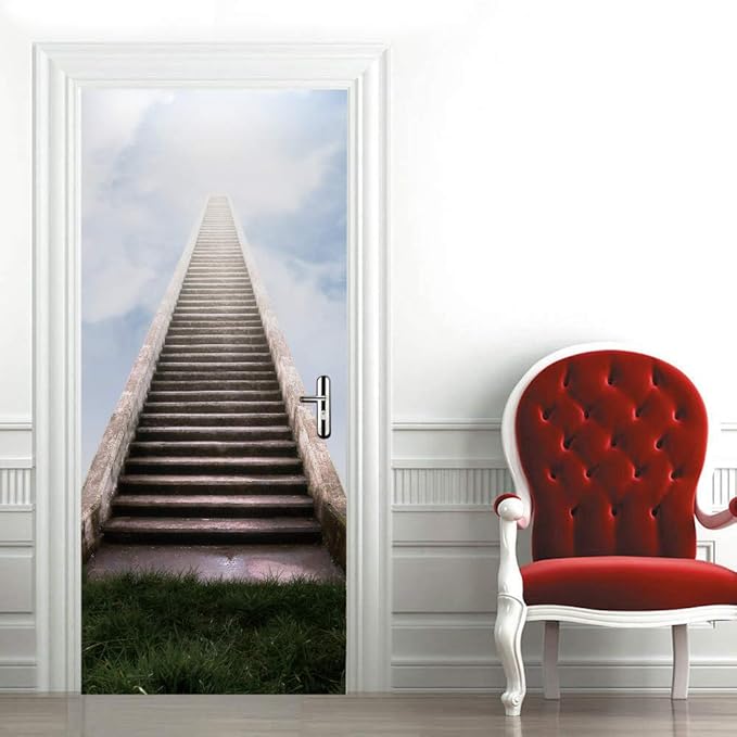 3D Door Stickers Murals Peel and Stick - Stairs - Door Wallpaper Self-Adhesive Door Decals Removable PVC Waterproof Door Poster for Bedroom Living Room Door 30.3" x 78.7"-VerdiqueGarden