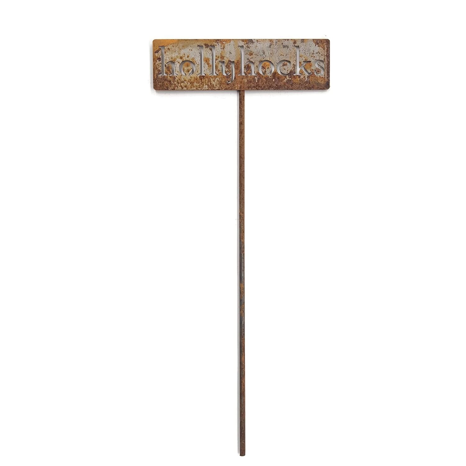 Classic Metal Garden Markers 19 Inches Tall (hollyhocks, Naturally Rusted)-VerdiqueGarden