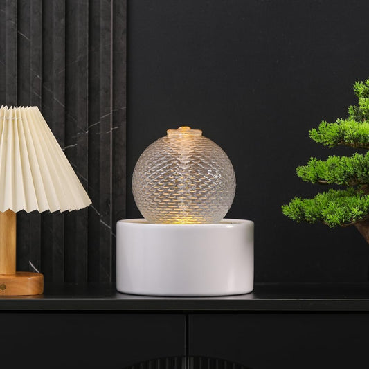 Generic Indoor Water Feature Tabletop Ceramic Fountain Home Kitchen Office Decoration Modern Design Style (white)-VerdiqueGarden