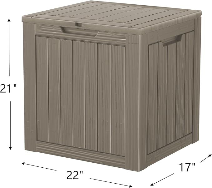 35 Gallon Lockable Resin Deck Box, Waterproof & UV-Resistant Outdoor Storage Box for Outdoor Cushion Storage, Garden Tools & Pool Accessories Storage, Gray-VerdiqueGarden