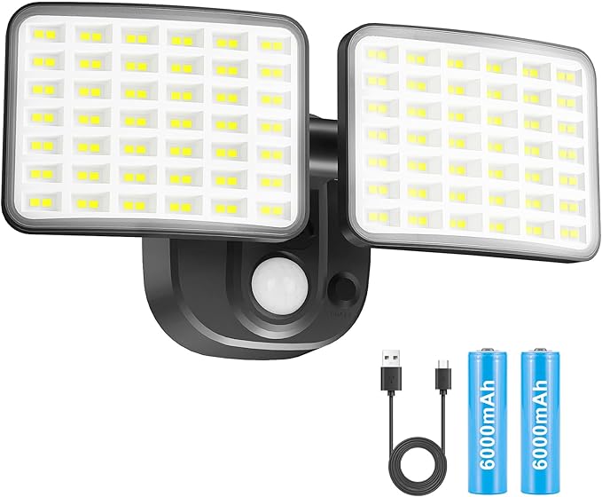 Rechargeable Battery Operated Motion Lights 2500LM & 4000LM Motion Sensor Security Lights(1-3 Months Endurance) USB Charging LED Flood Lights Outdoor for Garage Yard Entryways Patio Garden-VerdiqueGarden