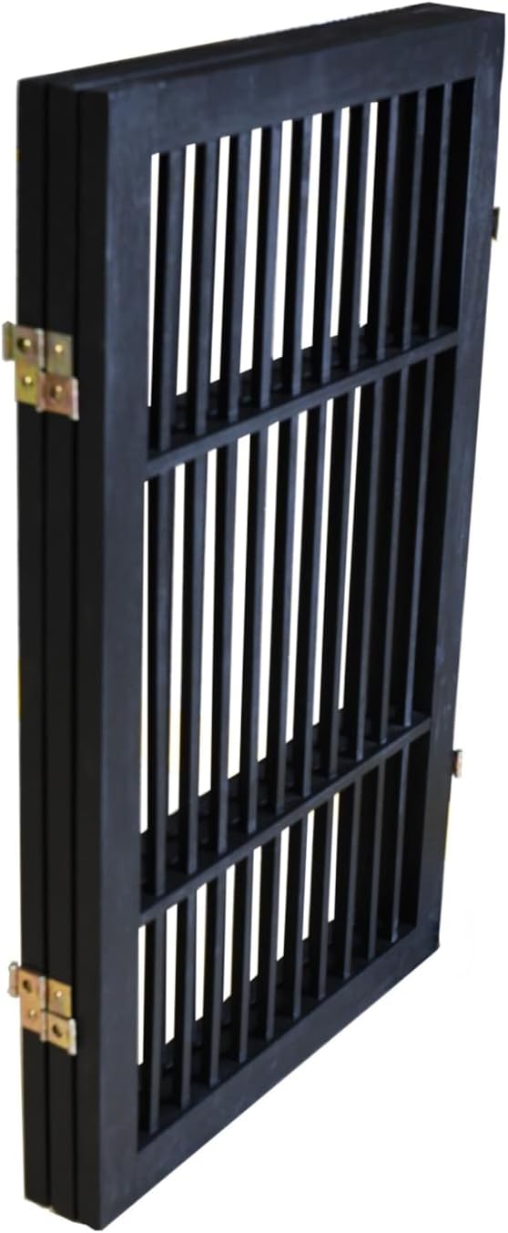 Pet Dog Gate Strong and Durable Freestanding Folding Acacia Hardwood Portable Wooden Fence Indoors or Outdoors by Urnporium (Black Pet Gate, 3 Panel 30" Tall)-VerdiqueGarden