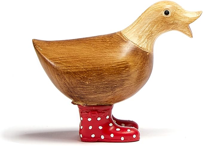 GUTE Duck Yard Decorations Yard Art Garden Puddle Ducks with Spotted Wellies Boots - Single - Garden Decor Statues, Duck Figurine Statue - Waterproof Indoor & Outdoor Lawn Gnome Ornament (Small Duck)-VerdiqueGarden