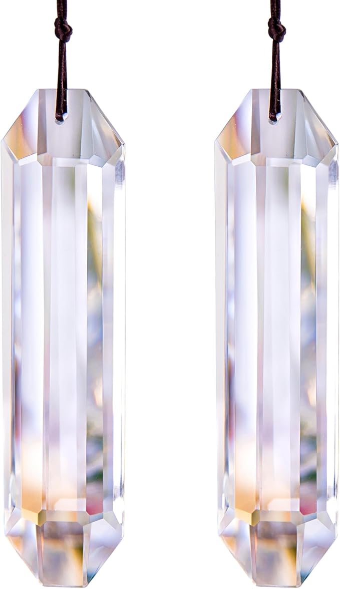 HDCRYSTALGIFTS Set 2 Crystal Suncatchers, 120mm Large Prism Sun Catchers Windows Hanging Ornaments Rainbow Maker Pendant Indoor Outdoor Garden Decor,Clear-VerdiqueGarden