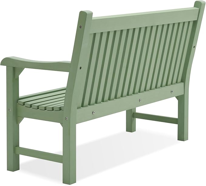 Psilvam Garden Bench, 2-Person Poly Lumber Patio Bench, All-Weather Outdoor Bench That Never Rot, Memorial Bench, Suit for Garden, Porch and Park (Green)-VerdiqueGarden