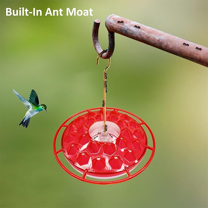 Hummingbird Feeders for Outdoors Hanging - 25 Feeding Ports 10 oz Plastic Hummingbird Feeder, Bee-Proof Leak-Proof No Drip, Easy to Clean with Cleaning Brushes-VerdiqueGarden