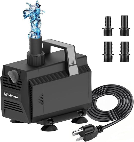Submersible Water Pump 880GPH/45W Fountain Pumps with Flow Control, Pond Pump Submersible Outdoor with 10ft 3-Core Power cable for Hydroponics, Aquarium, Waterfall, Statuary, Water feature-VerdiqueGarden