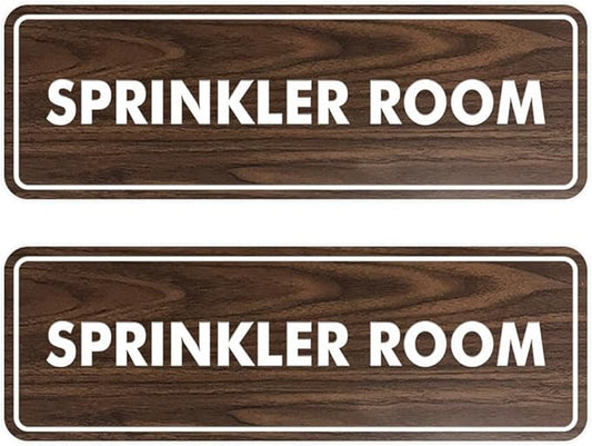 Signs ByLITA Standard Sprinkler Room Sign (Walnut) - Large 2 Pack-VerdiqueGarden