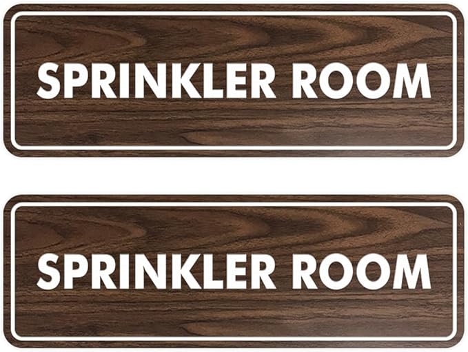 Signs ByLITA Standard Sprinkler Room Sign (Walnut) - Medium 2 Pack-VerdiqueGarden