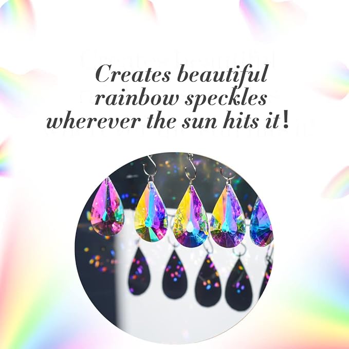 10 Pack Colorful Crystal Prisms Suncatcher,Sun Shine Catcher Rainbow Pendants,Crystals Prisms for Windows,Glass Hanging Decor for Home Garden Wedding DIY Ornament-VerdiqueGarden