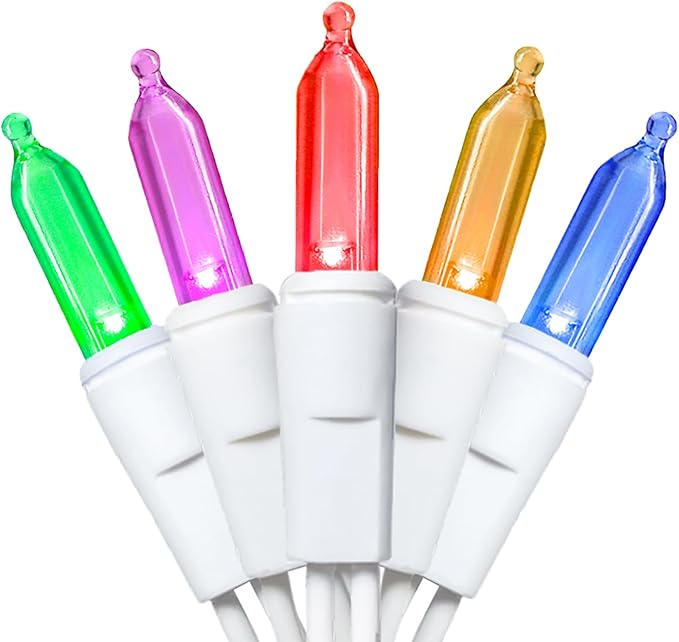Multicolor Christmas LED Lights - 35 Count Multi-Colored Christmas String Lights for Small Tree, Crafts, Holiday, Indoor/Outdoor Decorations, 11 Feet White Wire, UL Certified, Connectable-VerdiqueGarden