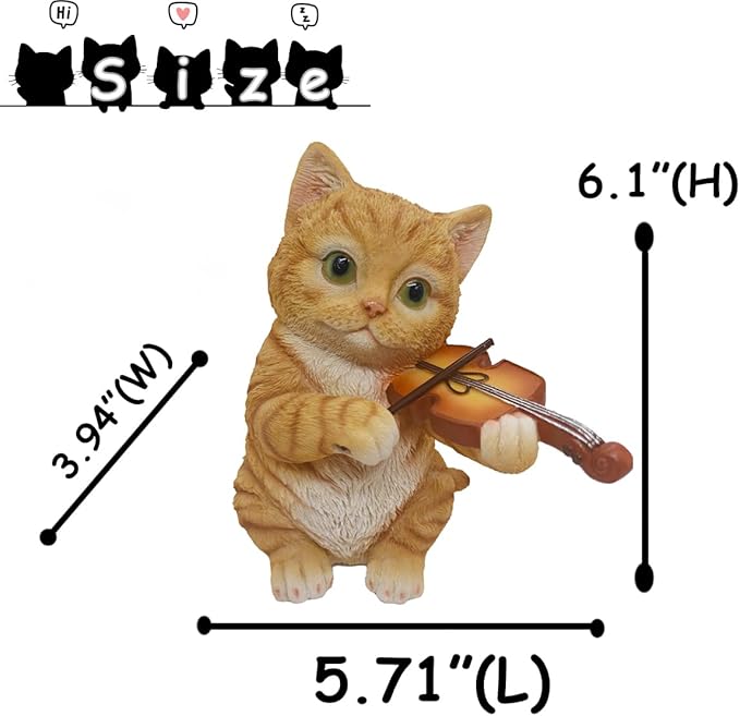 Orange Tabby Cat Garden Statue Decor, Resin Cute Sculptures Gift for Cat Lovers, Pet Memorial Stones for Loss of Pet, Kitty Figurine Art Decoration for Bedroom-VerdiqueGarden