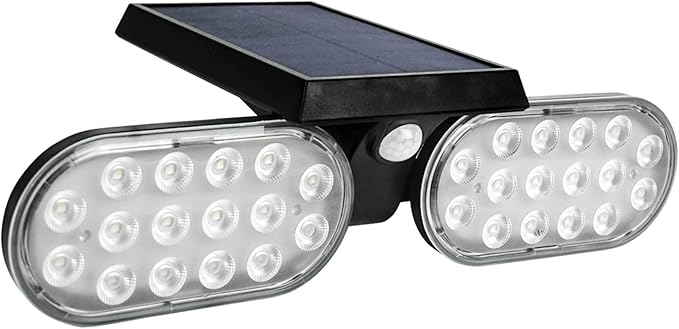 Luwint Solar Motion Lights Outdoor, Waterproof Solar Powered Flood & Security Lights for Outside, 2 Heads Swivel 360 Angle Solar Lights with Ground Stake-VerdiqueGarden