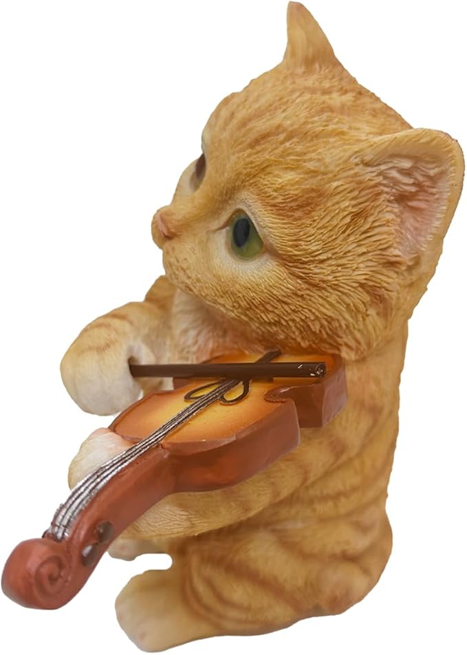 Orange Tabby Cat Garden Statue Decor, Resin Cute Sculptures Gift for Cat Lovers, Pet Memorial Stones for Loss of Pet, Kitty Figurine Art Decoration for Bedroom-VerdiqueGarden